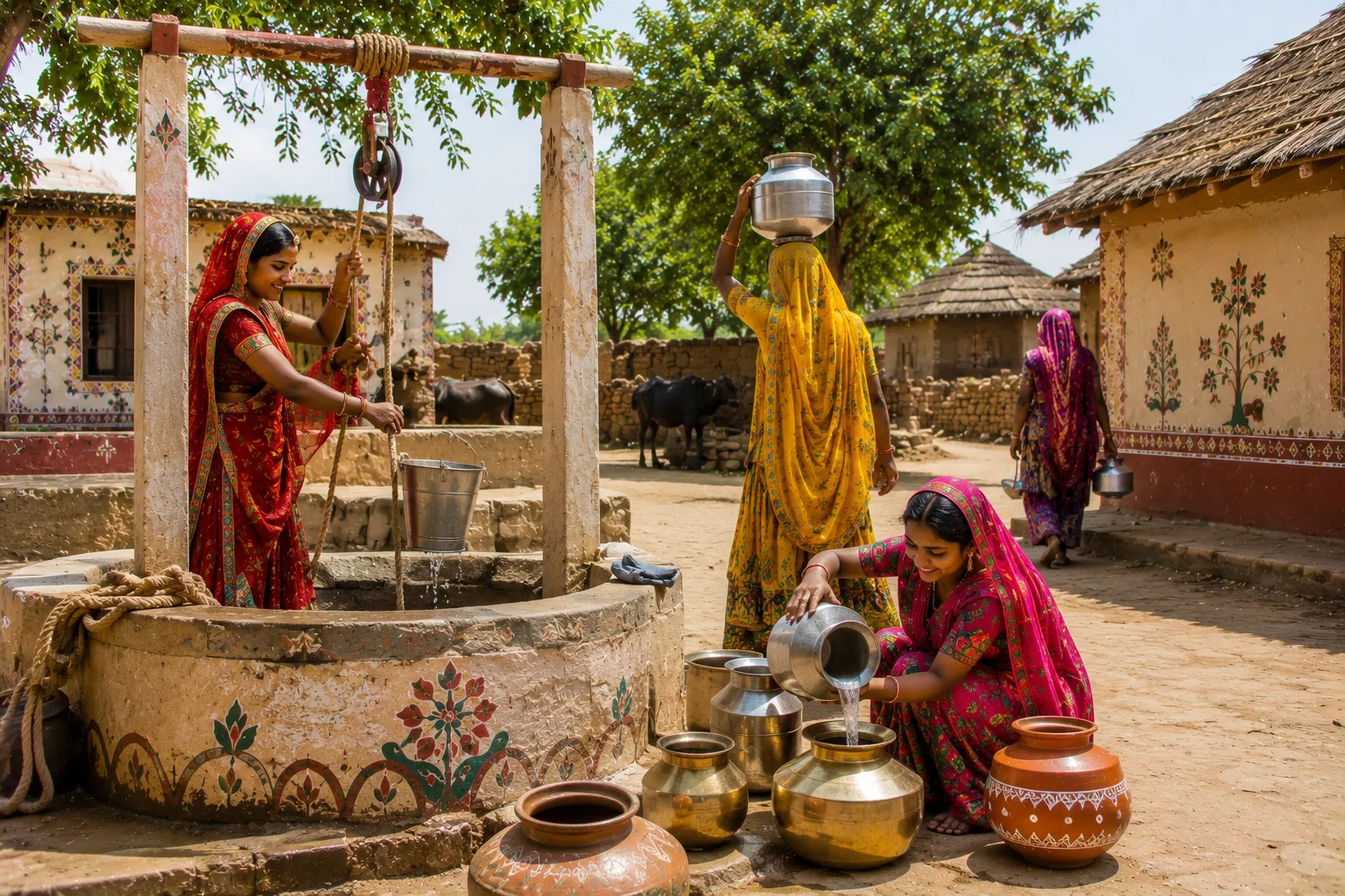Everyday village life and traditions in Rajasthan