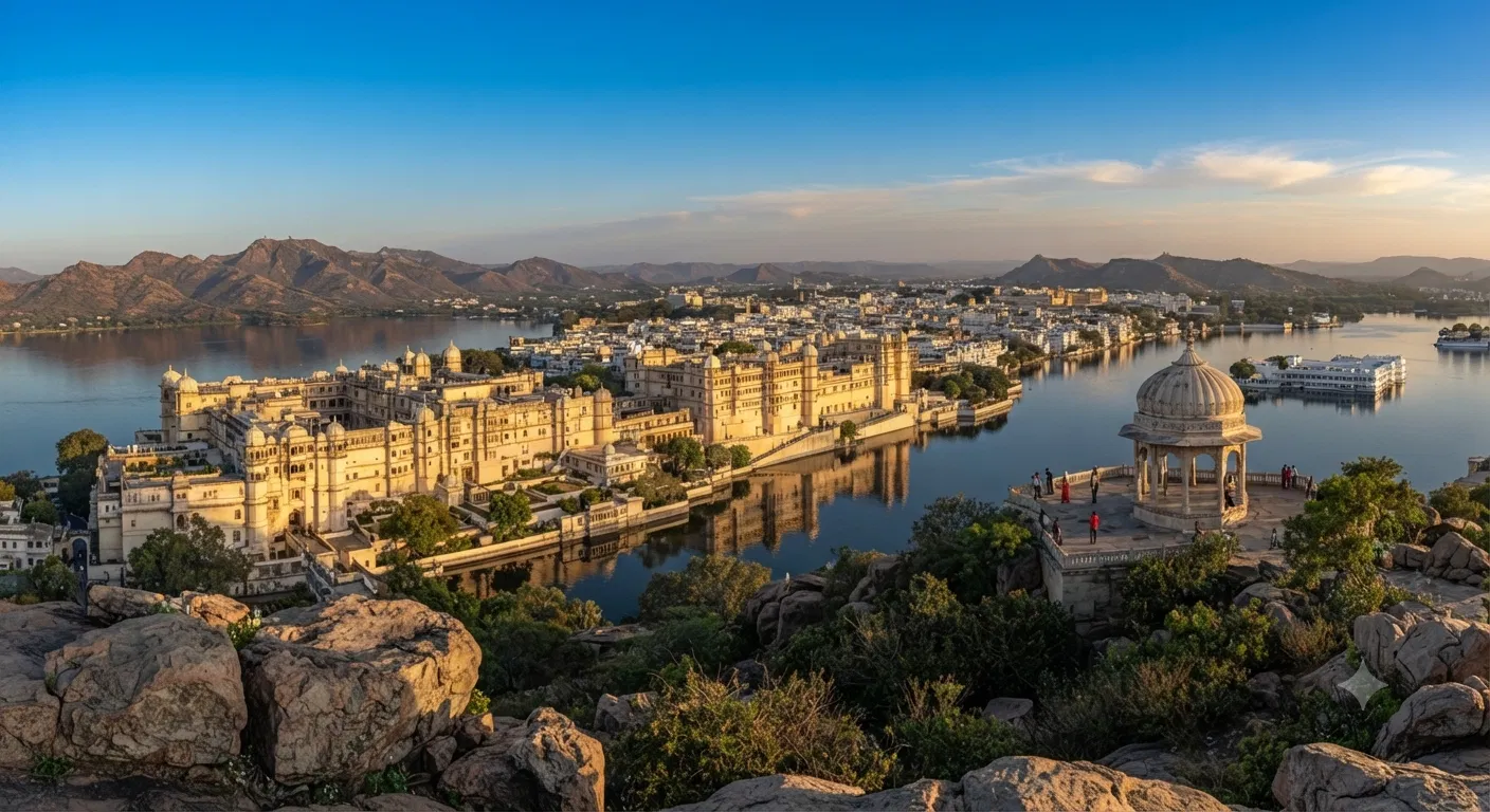 Romantic Udaipur City Palace and lakes in Rajasthan